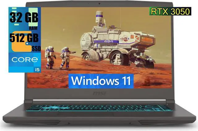 Main image of MSI Thin 15 Gaming Laptop, 15.6" FHD 144Hz Display, 12th Gen Intel 8-core i5-12450H Processor, NVIDIA GeForce RTX 3050 4GB Graphic, 32GB DDR4  512GB PCIe SSD, Backlit Keyboard,  Windows 11