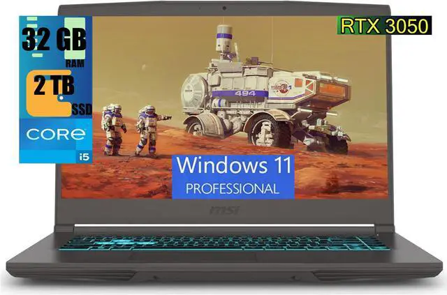 Main image of MSI Thin 15 Gaming Laptop, 15.6" FHD 144Hz Display, 12th Gen Intel 8-core i5-12450H Processor, NVIDIA GeForce RTX 3050 4GB Graphic, 32GB DDR4  2TB PCIe SSD, Backlit Keyboard,  Windows 11 Pro