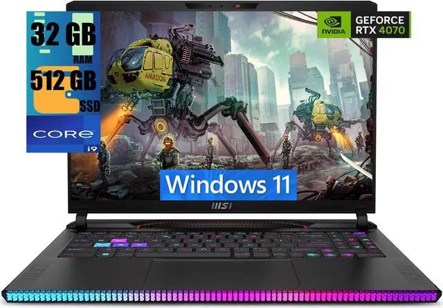 Main image of MSI Raider GE68HX 16 Gaming Laptop, 16" FHD+ IPS 144Hz Display, Intel 24-core i9-14900HX Processor, NVIDIA GeForce RTX 4070 8GB Graphic, 32GB DDR5  512GB PCIe SSD, RGB Backlit, Windows 11