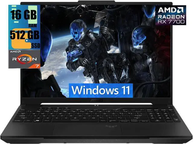 Main image of ASUS TUF Gaming A16 Laptop, 16" FHD+ 165Hz Display, AMD Octa-core Ryzen 7 7735HS Processor, AMD Radeon RX 7700S 8GB Graphic, 16GB DDR5  512GB PCIe SSD, Backlit USB-C USB4, Windows 11
