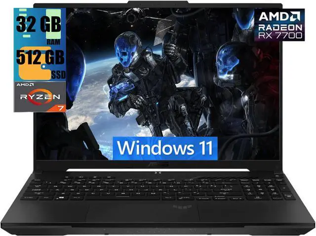 Main image of ASUS TUF Gaming A16 Laptop, 16" FHD+ 165Hz Display, AMD Octa-core Ryzen 7 7735HS Processor, AMD Radeon RX 7700S 8GB Graphic, 32GB DDR5  512GB PCIe SSD, Backlit USB-C USB4, Windows 11