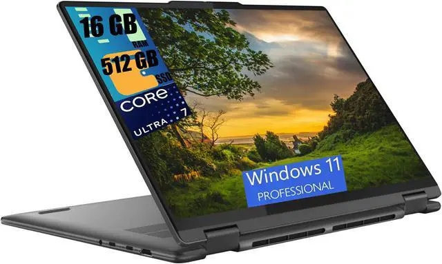 Main image of Lenovo Yoga 7i 16 2-in-1 Laptop, 16" FHD+ Touchscreen, Intel 12-core Ultra 7 155U Processor, Integrated Intel Graphics, 16GB  DDR4  512GB   PCIe SSD, Backlit, Fingerprint, Windows 11 Pro