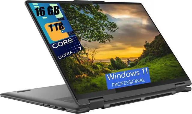 Main image of Lenovo Yoga 7i 16 2-in-1 Laptop, 16" FHD+ Touchscreen, Intel 12-core Ultra 7 155U Processor, Integrated Intel Graphics, 16GB  DDR4  1TB PCIe SSD, Backlit, Fingerprint, Windows 11 Pro