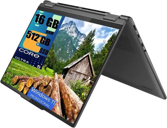 Main image of Lenovo Yoga 7 14 2-in-1 Laptop, 14" FHD+ Touchscreen, Intel 12-core Ultra 5 125U Processor, Integrated Intel Graphics, 16GB  DDR4  512GB   PCIe SSD, Backlit, Fingerprint, FHD Webcam, Windows 11 Pro