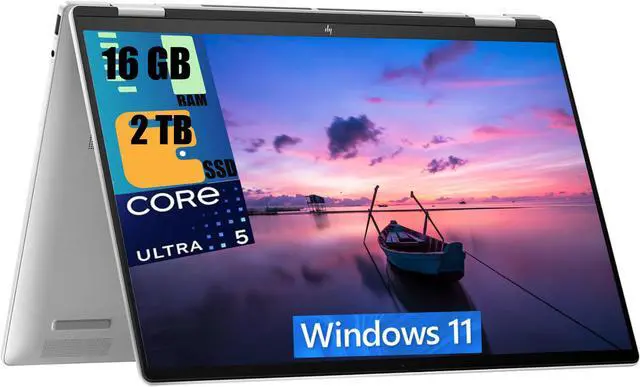 Main image of HP Envy x360 2-in-1 16 Laptop, 16" WUXGA Touchscreen, Intel Core Ultra 5 125U 12 Cores Processor, Intel Integrated Graphics, 16GB  DDR4  2TB PCIe SSD, Backlit KB, Bluetooth 5.3, Windows 11 Home