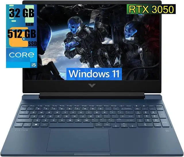 Main image of HP Victus 15 Gaming Laptop, 15.6" FHD 144Hz Display, Intel Core i5-12450H 8-core Processor, NVIDIA GeForce RTX 3050 4GB GDDR6, 32GB DDR4  512GB PCIe SSD, Backlit Keyboard, Wi-Fi 6, Windows 11