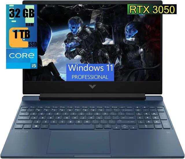 Main image of HP Victus 15 Gaming Laptop, 15.6" FHD 144Hz Display, Intel Core i5-12450H 8-core Processor, NVIDIA GeForce RTX 3050 4GB GDDR6, 32GB DDR4  1TB PCIe SSD, Backlit Keyboard, Wi-Fi 6, Windows 11 Pro