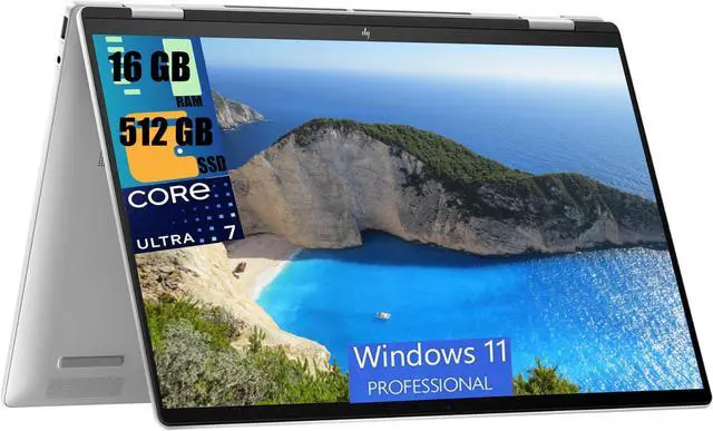 Main image of HP Envy x360 2-in-1 16 Laptop, 16" WUXGA Touchscreen, Intel 12-core Ultra 7 155U Processor, Intel Iris Xe Graphics, 16GB  DDR4  512GB   PCIe SSD, Thunderbolt 4, Backlit Keyboard, Windows 11 Pro