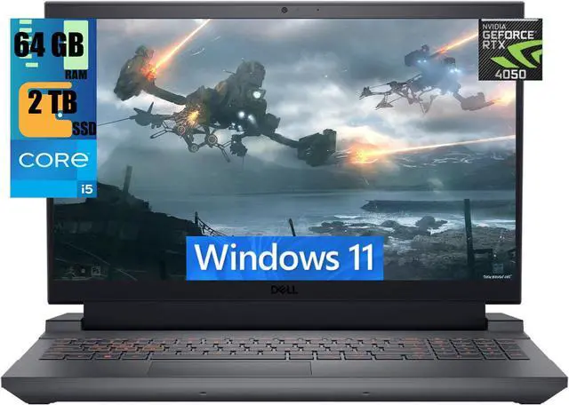 Main image of DELL G15 5530 15 Gaming Laptop, 15.6" FHD 165Hz Display, Intel 10-core i5-13450HX Processor, NVIDIA GeForce RTX 4050 6GB Graphic, 64GB DDR5  2TB PCIe SSD, Backlit Keyboard, Windows 11