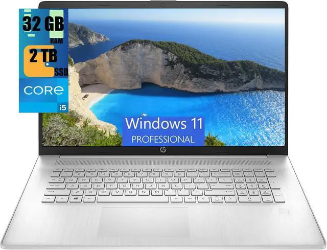 Main image of HP 17 Laptop, 17.3" HD+ Touchscreen, Intel Core i5-1334U 10 Cores Processor, Intel Iris Xe Graphics, 32GB DDR4  2TB PCIe SSD, Wi-Fi 6, Backlit Keyboard, Fingerprint Reader, Windows 11 Pro