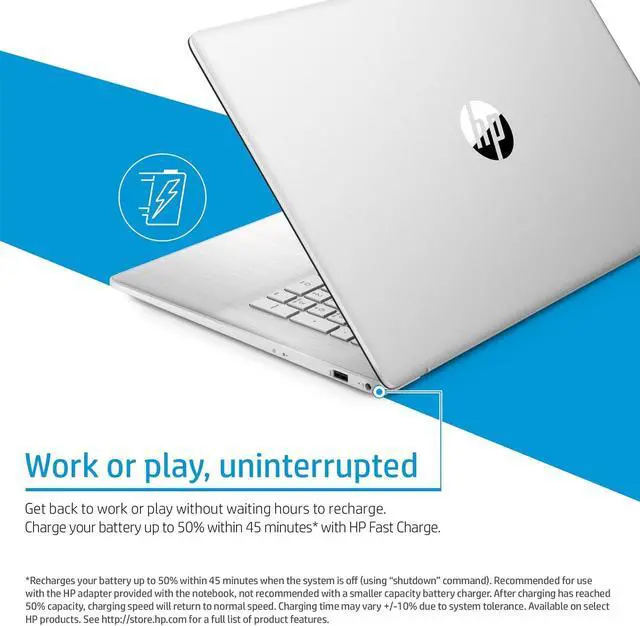 Alt view image 6 of 7 - HP 17 Laptop, 17.3" HD+ Touchscreen, Intel Core i5-1334U 10 Cores Processor, Intel Iris Xe Graphics, 32GB DDR4  2TB PCIe SSD, Wi-Fi 6, Backlit Keyboard, Fingerprint Reader, Windows 11 Pro
