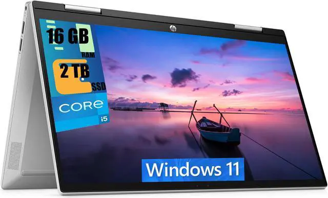 Main image of HP Pavilion x360 14 Laptop, 14" FHD Touchscreen, Intel Core i5-1235U 10 Cores Processor, Intel Iris Xe Graphics, 16GB DDR4  2TB PCIe SSD, Wi-Fi 6 and Bluetooth, Windows 11