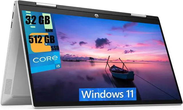 Main image of HP Pavilion x360 14 Laptop, 14" FHD Touchscreen, Intel Core i5-1235U 10 Cores Processor, Intel Iris Xe Graphics, 32GB DDR4  512GB PCIe SSD, Wi-Fi 6 and Bluetooth, Windows 11