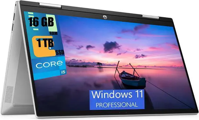 Main image of HP Pavilion x360 14 Laptop, 14" FHD Touchscreen, Intel Core i5-1235U 10 Cores Processor, Intel Iris Xe Graphics, 16GB DDR4  1TB PCIe SSD, Wi-Fi 6 and Bluetooth, Windows 11 Pro