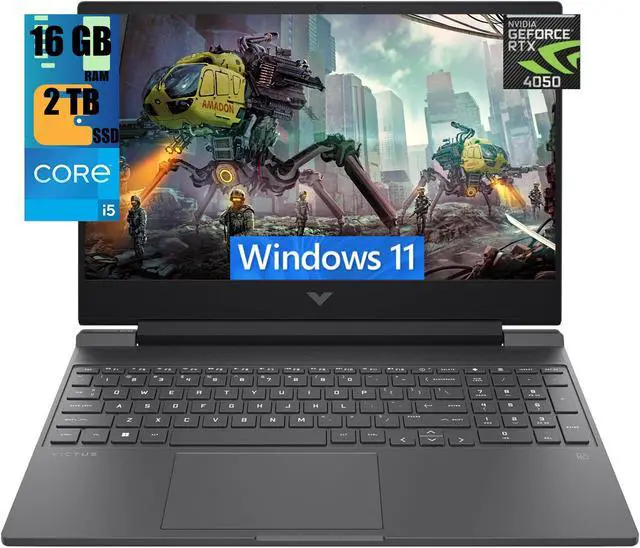 Main image of HP Victus 15t Gaming Laptop, 15.6" Full HD Display, Intel Core i5-13500H 12-Cores Processor, GeForce RTX 4050 6GB GDDR6, 16GB DDR4  2TB PCIe SSD, Backlit KB, WiFi 6, Bluetooth, Windows 11