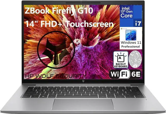 Alt view image 2 of 7 - HP ZBook Firefly G10 14 Laptop, 14" FHD + Touchscreen, Intel Core i7-1360P 12-Cores Processor, Intel Iris Xe Graphics, 32GB DDR4  2TB PCIe SSD, Backlit KB, FP Reader, WiFi 6E, Windows 11