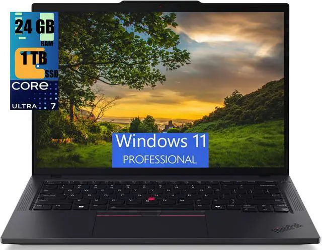 Main image of Lenovo ThinkPad T14 Laptop, 14.0" WUXGA Display, Intel Core Ultra 7 155U 12-Cores Processor, Intel Graphics, 24GB DDR4  1TB PCIe SSD, Backlit KB, Fingerprint, 2 Thunderbolt 4, Windows 11 Pro