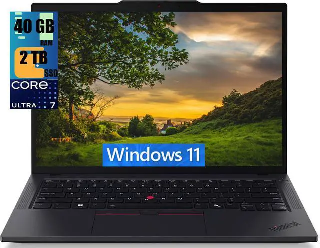 Main image of Lenovo ThinkPad T14 Laptop, 14.0" WUXGA Display, Intel Core Ultra 7 155U 12-Cores Processor, Intel Graphics, 40GB DDR4  2TB PCIe SSD, Backlit KB, Fingerprint, 2 Thunderbolt 4, Windows 11