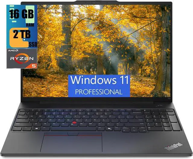 Main image of Lenovo ThinkPad E16 Laptop, 16.0" WUXGA IPS Display, AMD Ryzen 5 7530U 6-Core Processor, AMD Radeon Graphics, 16GB  DDR4  2TB PCIe SSD, Backlit KYB, Fingerprint, WiFi 6, Windows 11 Pro