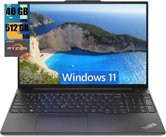 Main image of Lenovo ThinkPad E16 Gen 1 Business Laptop, 16.0" UXGA Touchscreen, AMD Ryzen 7 7730U 8-Cores Processor, AMD Radeon Graphics, 40GB DDR4  512GB PCIe SSD, Backlit KYB, Fingerprint, WiFi 6, Windows 11
