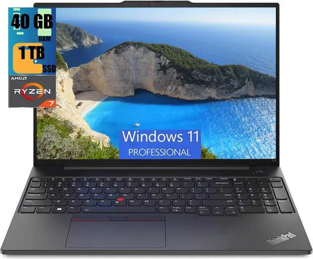 Main image of Lenovo ThinkPad E16 Gen 1 Business Laptop, 16.0" UXGA Touchscreen, AMD Ryzen 7 7730U 8-Cores Processor, AMD Radeon Graphics, 40GB DDR4  1TB PCIe SSD, Backlit KYB, Fingerprint, WiFi 6, Windows 11 Pro