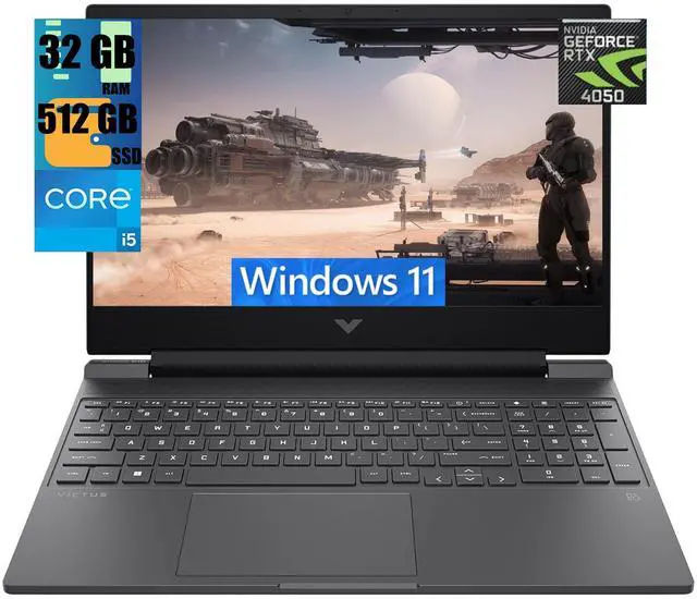 Main image of HP Victus 15 Gaming Laptop, 15.6" FHD 144Hz Display, Intel Core i5-13420H 8-core Processor, NVIDIA GeForce RTX 4050 6GB Graphic, 32GB DDR4  512GB PCIe SSD, Wi-Fi 6 Backlit Keyboard, Windows 11