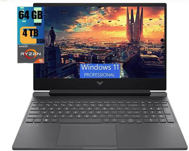 Main image of HP Victus 15 Gaming Laptop, 15.6" FHD 144Hz Display, AMD Ryzen 5 7535HS 6 Cores Processor, AMD Radeon RX 6550M Graphics, 64GB DDR5  4TB PCIe SSD, Wi-Fi 6 Backlit Keyboard, Windows 11 Pro