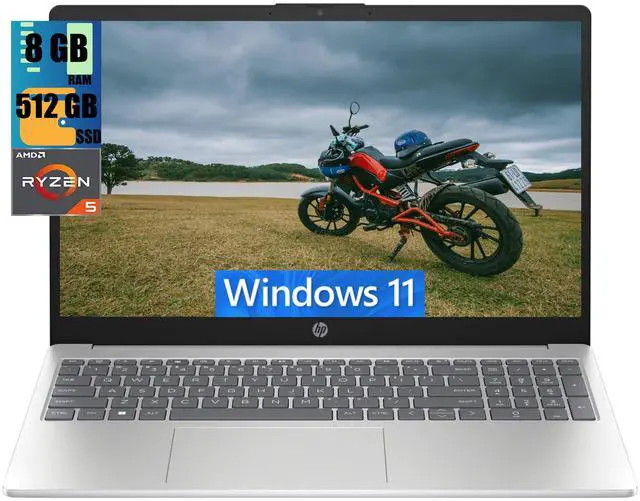 Main image of HP 15 Laptop, 15.6" HD (1366 x 768) Touchscreen, AMD Ryzen 5 7520U 4 Cores Processor, AMD Radeon Graphics, 8GB  DDR4  512GB  PCIe SSD, Bluetooth, Wi-Fi, Windows 11 Home