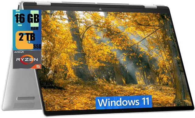 Main image of HP Envy x360 2-in-1 14 Laptop, 14" FHD+ Touchscreen, AMD 6-core Ryzen 5 8640HS Processor, AMD Radeon Graphics, 16GB DDR4  2TB PCIe SSD, Backlit keyboard Wi-Fi 6E Bluetooth 5.3, Windows 11