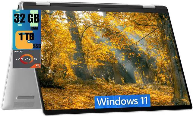 Main image of HP Envy x360 2-in-1 14 Laptop, 14" FHD+ Touchscreen, AMD 6-core Ryzen 5 8640HS Processor, AMD Radeon Graphics, 32GB DDR4  1TB PCIe SSD, Backlit keyboard Wi-Fi 6E Bluetooth 5.3, Windows 11