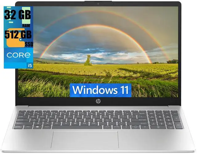 Main image of HP 15 Laptop, 15.6" FHD (1920 x 1080) Display, Intel Core i5-1235U 10 Cores Processor, Intel Iris Xe Graphics, 32GB DDR4  512GB PCIe SSD, Bluetooth, HDMI, WiFi 5, Windows 11