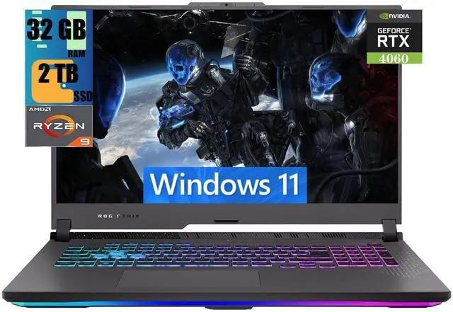 Main image of ASUS ROG Strix G17 Gaming Laptop, 17.3" QHD 240Hz Display, AMD Ryzen 9 7945HX 16 Cores Processor, NVIDIA GeForce RTX 4060 8GB GDDR6, 32GB DDR5  2TB PCIe SSD, Wi-Fi 6E, Windows 11