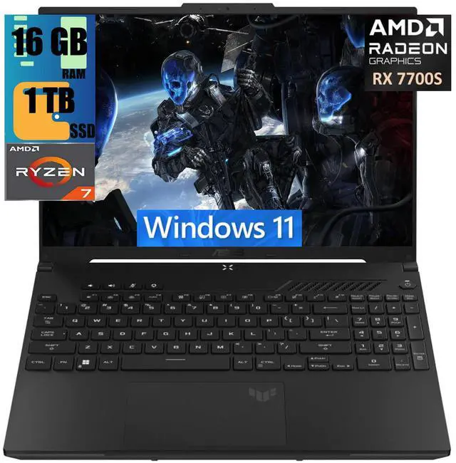 Main image of ASUS TUF A16 Gaming Laptop, 16" FHD+ 165Hz Display, AMD Octa-core Ryzen 7 7735HS Processor, AMD Radeon RX 7700S 8GB Graphic, 16GB DDR5  1TB PCIe SSD, Backlit KB, 720p Webcam, Windows 11