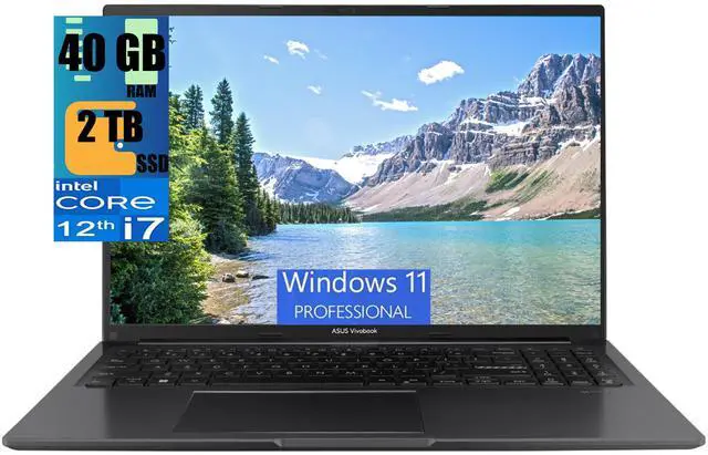 Main image of ASUS Vivobook 16 Laptop, 16" WUXGA (1920 X 1200) Display, Intel Core i7-1255U 10 Cores Processor, Intel Iris Xe Graphics, 40GB DDR4  2TB PCIe SSD, Webcam, HDMI, Wi-Fi, Windows 11 Pro