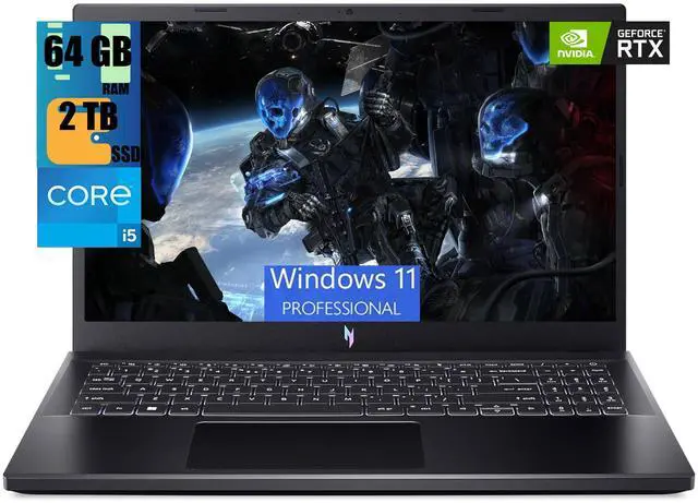 Main image of Acer Nitro V 15 Gaming Laptop, 15.6" FHD 144Hz Display, Intel Core i5-13420H 8 cores Processor, NVIDIA GeForce RTX 2050 4GB GDDR6, 64GB DDR5  2TB PCIe SSD, Backlit Keyboard, WiFi 6, Windows 11 Pro