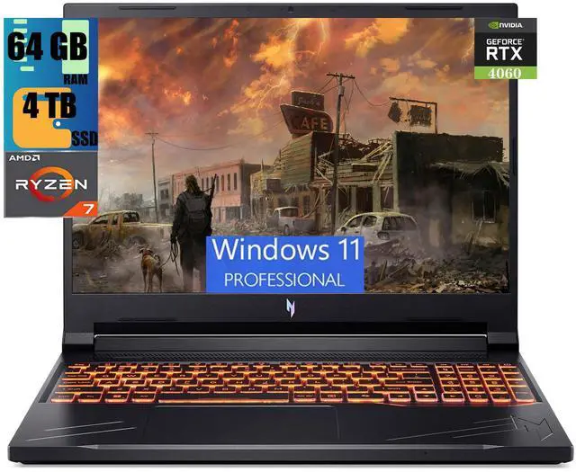 Main image of Acer Nitro V 16 Gaming Laptop, 16" 165Hz WUXGA Display, AMD Ryzen 7 8845HS 8-Core Processor, NVIDIA GeForce RTX 4060 8GB GDDR6, 64GB DDR5  4TB PCIe SSD, Backlit Keyboard | Wi-Fi 6, Windows 11 Pro