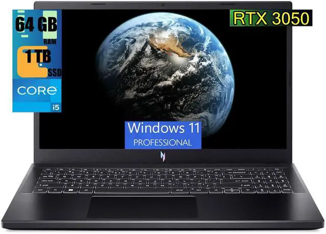 Main image of Acer Nitro V 15 Gaming Laptop, 15.6" FHD 144Hz Display, Intel Core i5-13420H 8 Cores Processor, NVIDIA GeForce RTX 3050 6GB GDDR6, 64GB DDR5  1TB PCIe SSD, WiFi 6 | Backlit KB, Windows 11 Pro