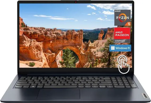 Alt view image 2 of 7 - Lenovo Ideapad 1 15 Laptop, 15.6" FHD Touchscreen, AMD Ryzen 5 7520U Quad Core Processor, AMD Radeon Graphics, 8GB  DDR4  256GB  PCIe SSD, WiFi 6, BT 5.1, Webcam, SD Reader, Windows 11 Home