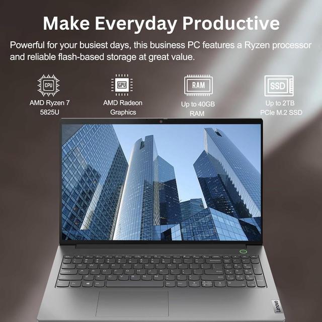 Alt view image 2 of 5 - Lenovo ThinkBook 15 Business Laptop, 15.6" FHD Display, AMD Ryzen 7 5825U 8 Cores Processor, AMD Radeon Graphics, 24GB DDR4  2TB PCIe SSD, FP Reader, HDMI, RJ45, Webcam, Wi-Fi 6, Windows 11