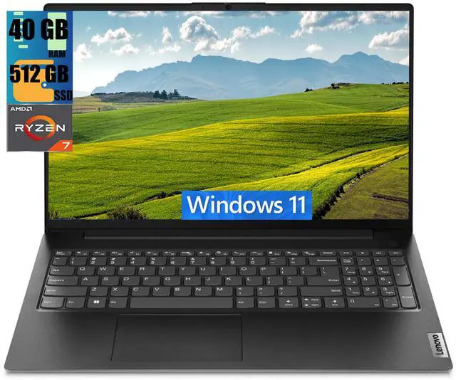 Main image of Lenovo V15 Business Laptop, 15.6" FHD Display, AMD Ryzen 7 7730U 8 Cores Processor, AMD Radeon Graphics, 40GB DDR4  512GB PCIe SSD, Numeric Keypad, HDMI, RJ45, Webcam, Wi-Fi, Windows 11