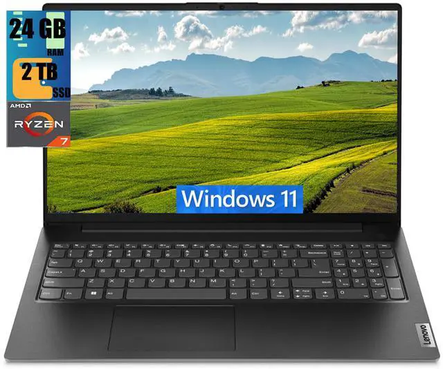 Main image of Lenovo V15 Business Laptop, 15.6" FHD Display, AMD Ryzen 7 7730U 8 Cores Processor, AMD Radeon Graphics, 24GB DDR4  2TB PCIe SSD, Numeric Keypad, HDMI, RJ45, Webcam, Wi-Fi, Windows 11
