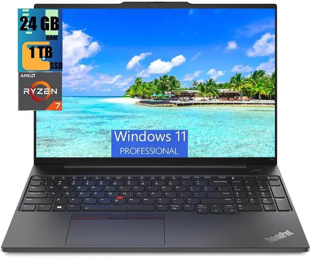 Main image of Lenovo ThinkPad E16 Business Laptop, 16" WUXGA Display, AMD Ryzen 5 7730U 8 Cores Processor, AMD Radeon Graphics, 24GB DDR4  1TB PCIe SSD, Webcam, FP Reader, Backlit KB, Wi-Fi 6, Windows 11 Pro