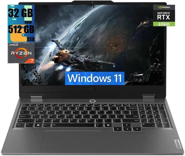 Main image of Lenovo LOQ 15 Gaming Laptop, 15.6" FHD Display, AMD Ryzen 7 7435HS 8-Core Processor, NVIDIA GeForce RTX 4060 8GB GDDR6, 32GB DDR5  512GB PCIe SSD, Wi-Fi 6 Bluetooth 5.2 Backlit KB, Windows 11