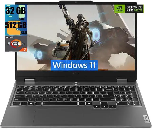 Main image of Lenovo LOQ 15 Gaming Laptop, 15.6" FHD Display, AMD Ryzen 7 7435HS 8 Cores Processor, NVIDIA GeForce RTX 4070 8GB GDDR6, 32GB DDR5  512GB PCIe SSD, Backlit Keyboard, Wi-Fi 6, Windows 11