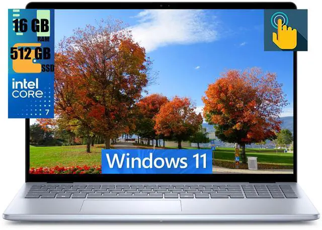 Main image of Dell Inspiron 16 Business Laptop, 16" WUXGA Touchscreen, Intel Core 7 150U 10-Core Processor, Intel Iris Xe Graphics, 16GB DDR4  512GB PCIe SSD, Wi-Fi 6E Backlit KB Fingerprint, Windows 11