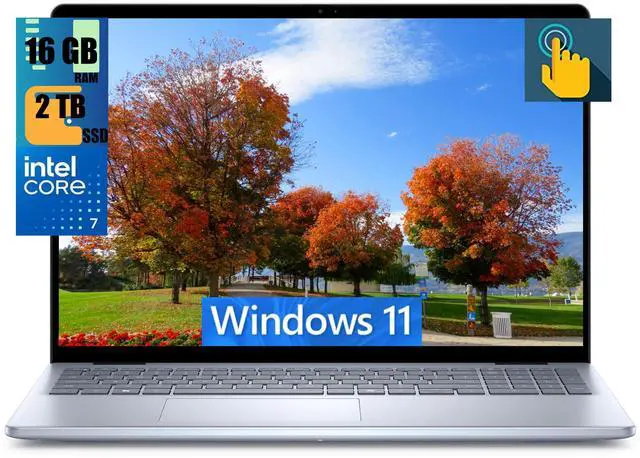 Main image of Dell Inspiron 16 Business Laptop, 16" WUXGA Touchscreen, Intel Core 7 150U 10-Core Processor, Intel Iris Xe Graphics, 16GB DDR4  2TB PCIe SSD, Wi-Fi 6E Backlit KB Fingerprint, Windows 11