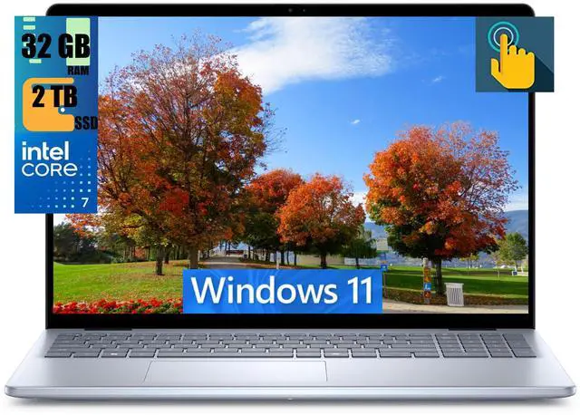 Main image of Dell Inspiron 16 Business Laptop, 16" WUXGA Touchscreen, Intel Core 7 150U 10-Core Processor, Intel Iris Xe Graphics, 32GB DDR4  2TB PCIe SSD, Wi-Fi 6E Backlit KB Fingerprint, Windows 11