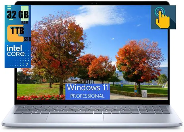 Main image of Dell Inspiron 16 Business Laptop, 16" WUXGA Touchscreen, Intel Core 7 150U 10-Core Processor, Intel Iris Xe Graphics, 32GB DDR4  1TB PCIe SSD, Wi-Fi 6E Backlit KB Fingerprint, Windows 11 Pro