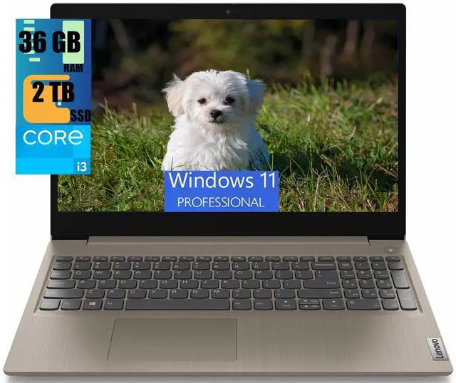 Main image of Lenovo Ideapad 3i 15 Laptop, 15.6" FHD Display, Intel Core i3-1115G4, 2 Cores Processor, Intel Iris Xe Graphics, 36GB DDR4  2TB PCIe SSD, Fingerprint Reader, WiFi 5, Webcam, Windows 11 Pro