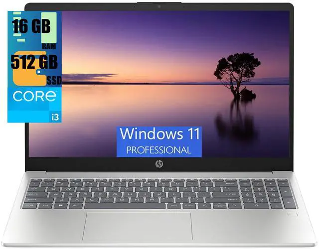 Main image of HP 15 Laptop, 15.6" FHD (1920 x 1080) Display, Intel Core i3-N305 8 Cores Processor, Intel UHD Graphics, 16GB DDR4  512GB PCIe SSD, Wi-Fi 6 and Bluetooth 5.3, Fingerprint, Windows 11 Pro